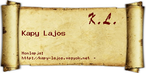 Kapy Lajos névjegykártya